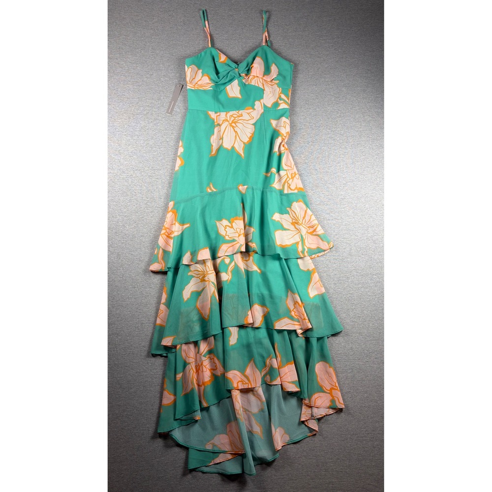 Anthropologie Hutch Milo Tiered High Low Maxi Dress 6 Turquoise Floral NWT